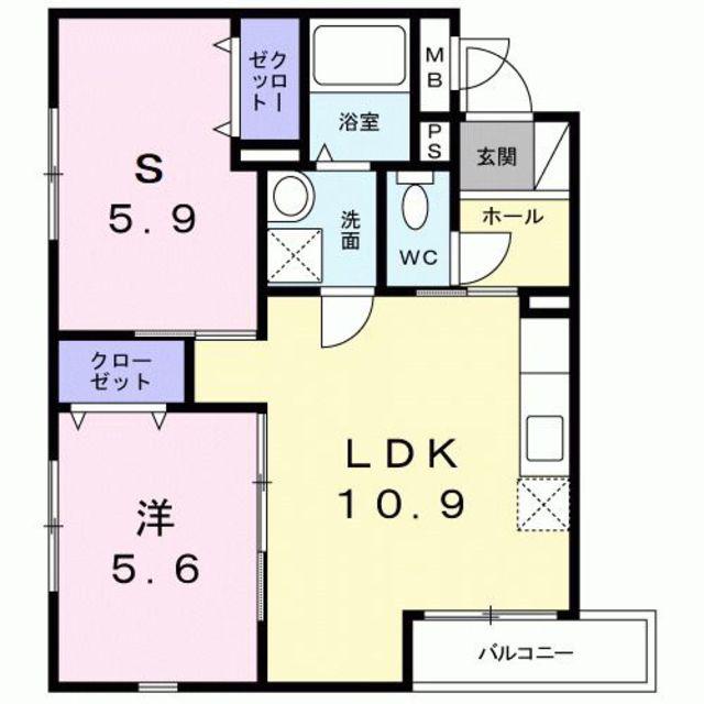 イルソーレ桂 I番館(1SLDK/1階)の間取り写真
