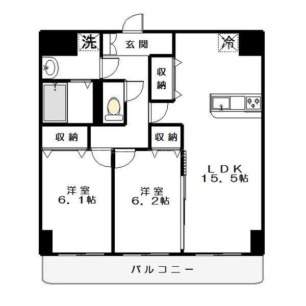 BELLA LUCEA(2LDK/6階)の間取り写真