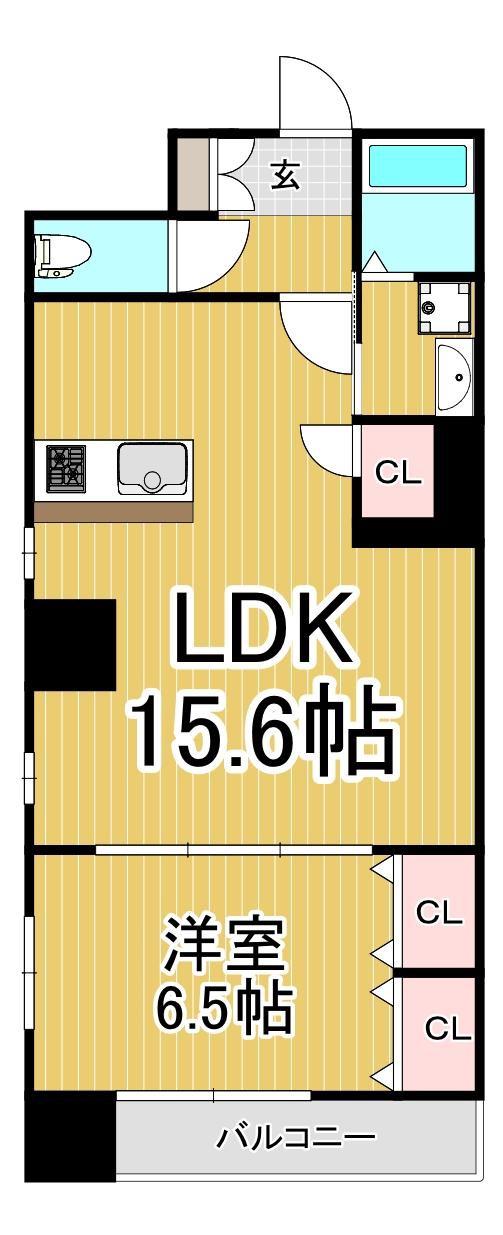 ポーラスター平之町(1LDK/8階)の間取り写真