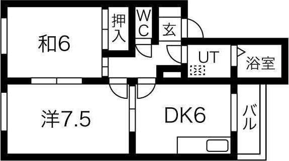 フォンタナ(2DK/1階)の間取り写真