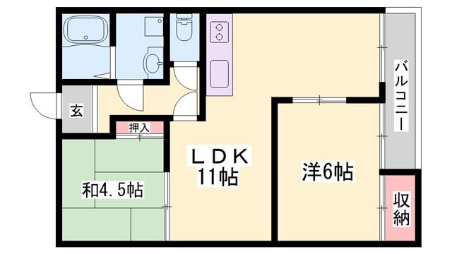 カーサ一色(2LDK/4階)の間取り写真