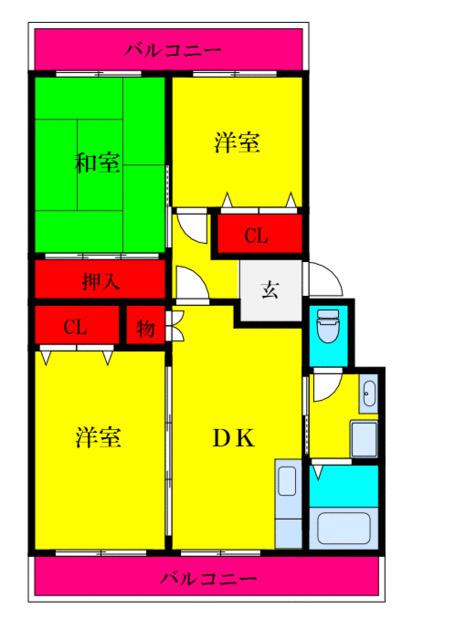 プロミネント馬橋(3DK/2階)の間取り写真