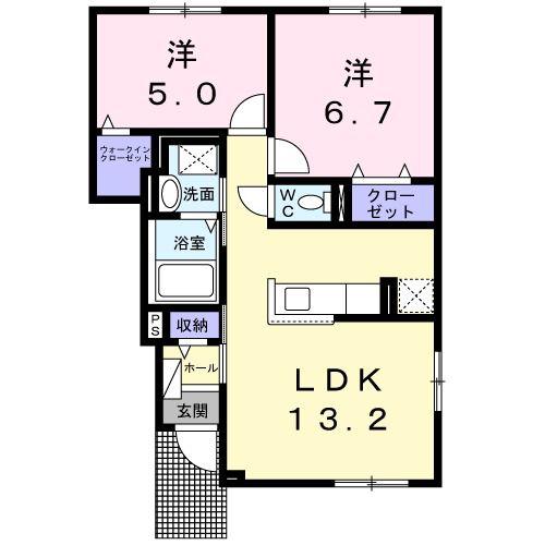 ラフォーレ(2LDK/1階)の間取り写真