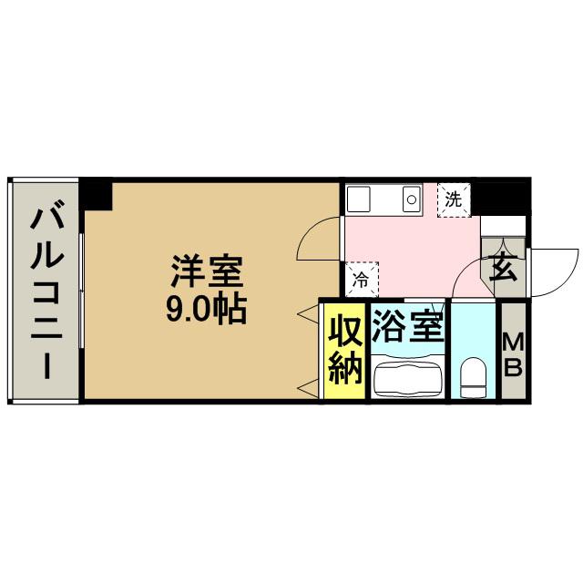 ラフィネ美野島(1K/7階)の間取り写真