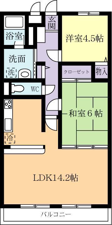 グレイスコートIII(2LDK/1階)の間取り写真