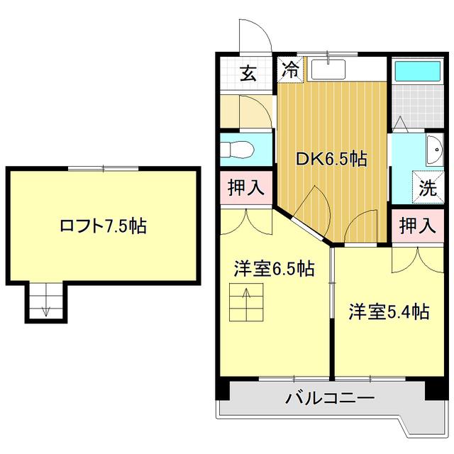コーポ西村II(2DK/7階)の間取り写真