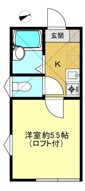 ベルフラッツ元住吉(1K/2階)の間取り写真