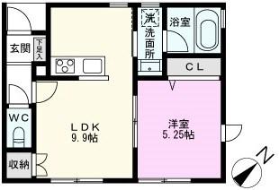 ブライトサム上間久里(1LDK/1階)の間取り写真