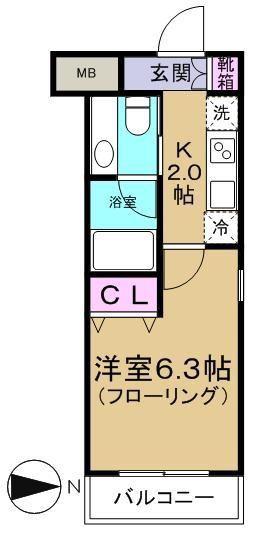 ファインライツ氷川台(1K/1階)の間取り写真