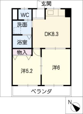 ルーブル美里(2DK/3階)の間取り写真