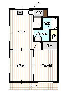 キャッスルシャインA(2DK/1階)の間取り写真