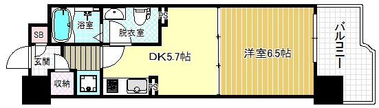コスモグラシティ梅田東(1DK/4階)の間取り写真