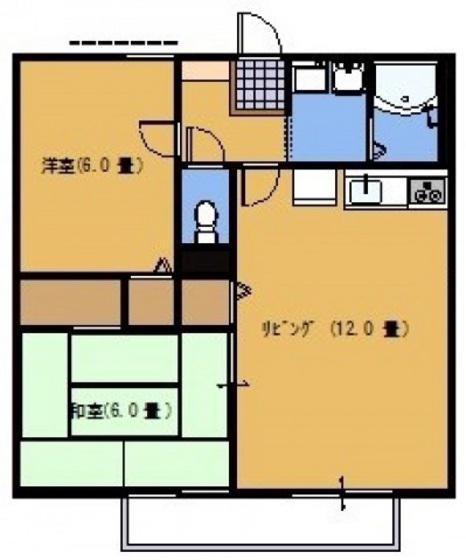 フォーティニアひらいわD(2LDK/2階)の間取り写真