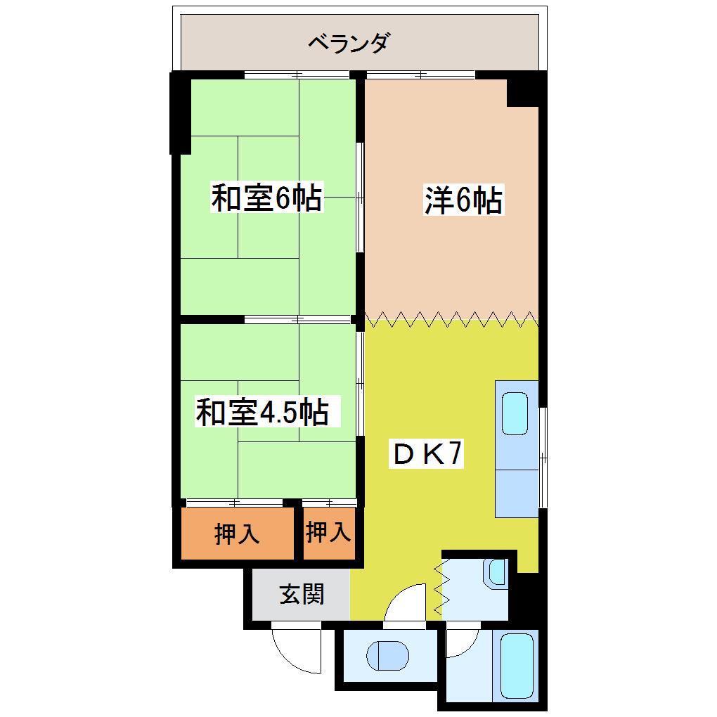 レジデンス ドゥ・ルウエスト(3DK/5階)の間取り写真
