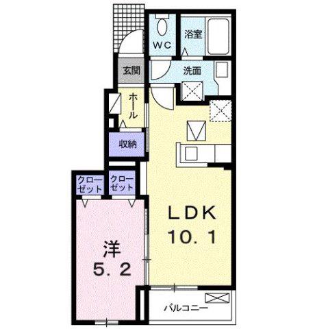 サンシャインT.O(1LDK/1階)の間取り写真