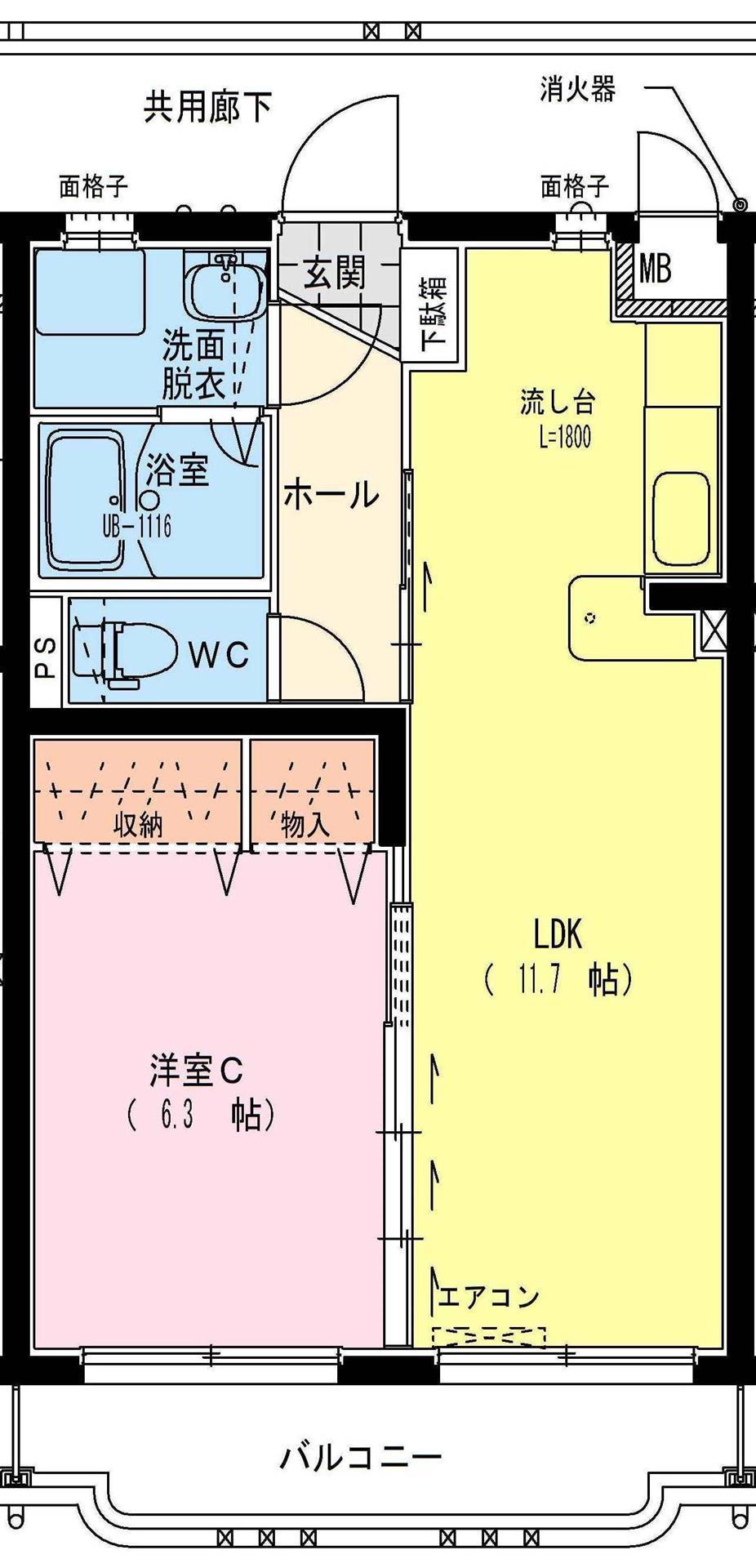 レザンス波島(1LDK/3階)の間取り写真