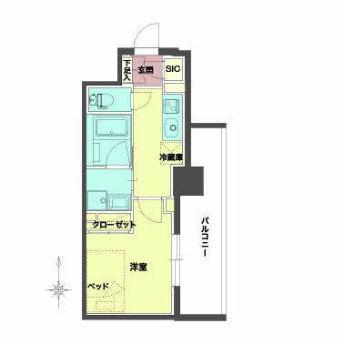 セルン新町(1K/7階)の間取り写真