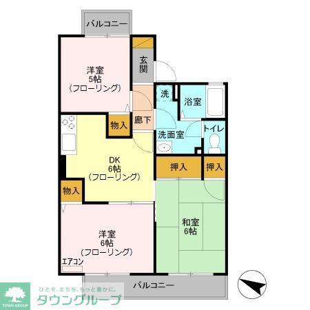 グランディール富士I(3DK/1階)の間取り写真