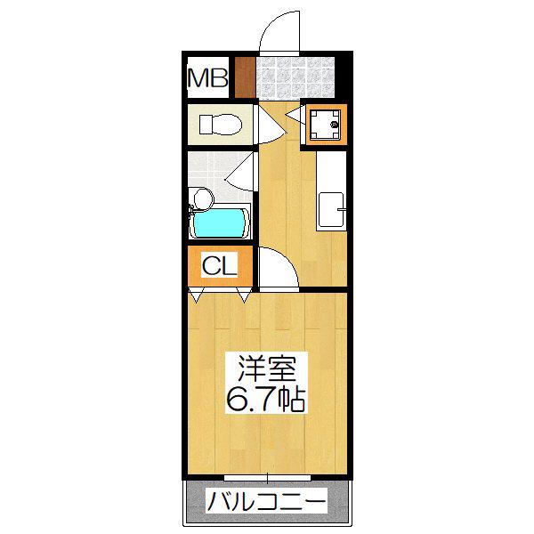 シーガル二条(1K/2階)の間取り写真