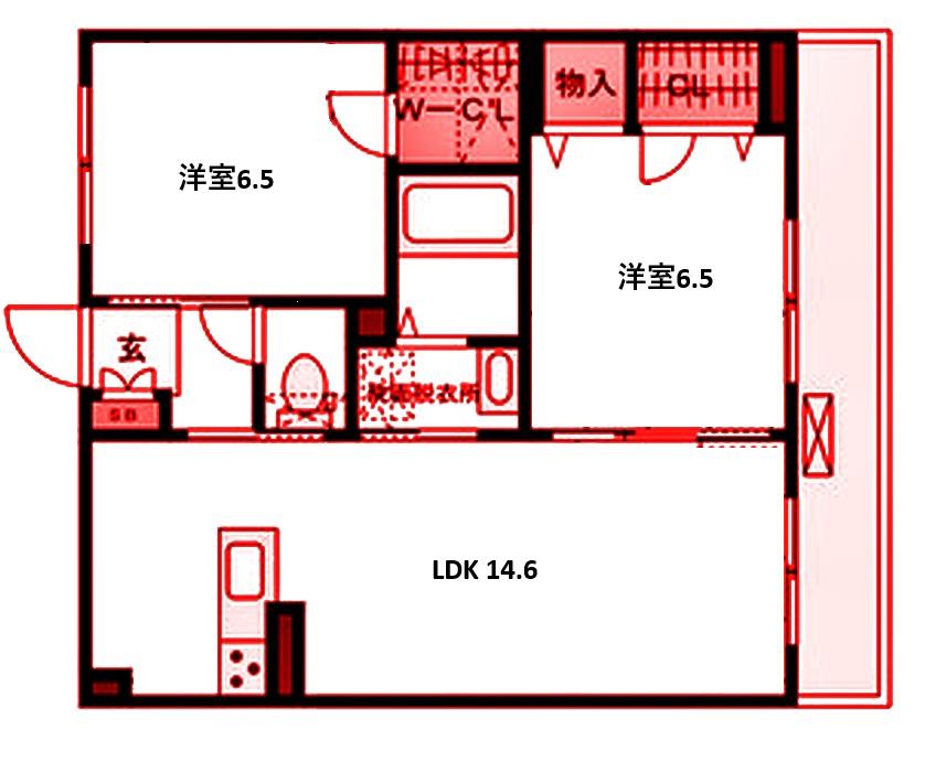 プログレス新鶴見(2LDK/1階)の間取り写真