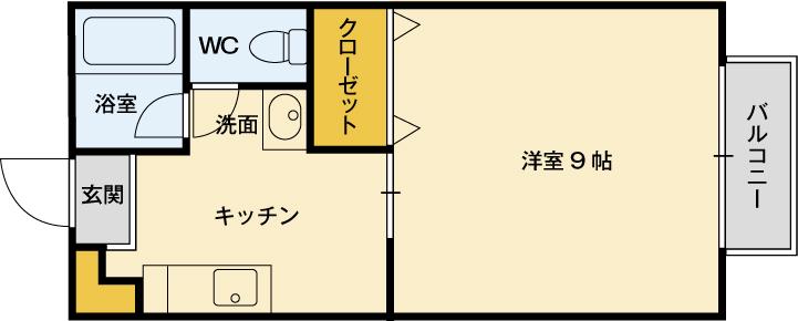 KUBOTAハイツ(1K/2階)の間取り写真