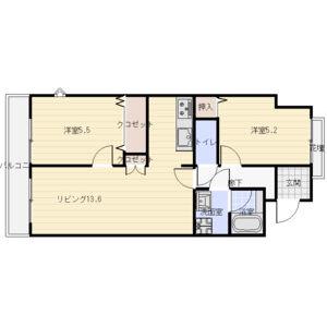 GREEN FOREST藤が丘(2LDK/2階)の間取り写真