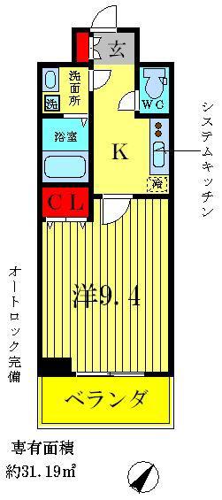 GRAND RISE(1K/4階)の間取り写真