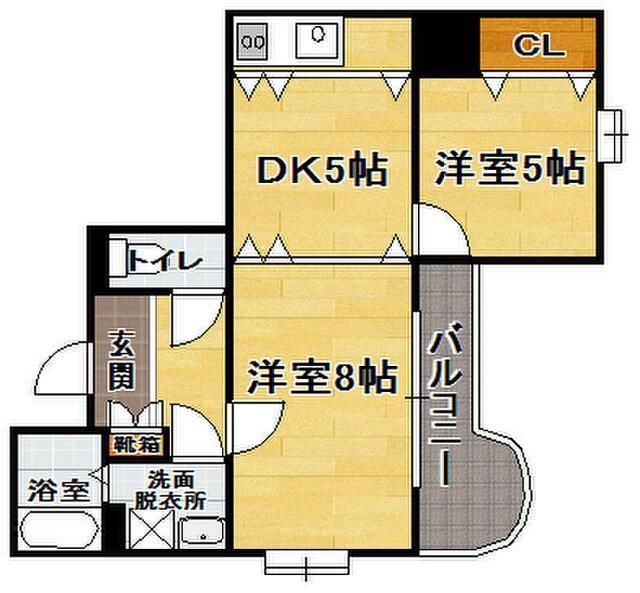 ステイツ平尾(1LDK/4階)の間取り写真