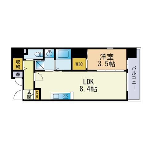 アンシャルム大濠プレミア(1LDK/2階)の間取り写真