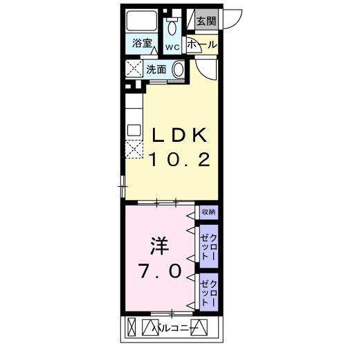 エスポワール京都南(1LDK/3階)の間取り写真
