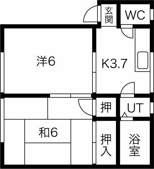 グリーンハイツ(2K/2階)の間取り写真