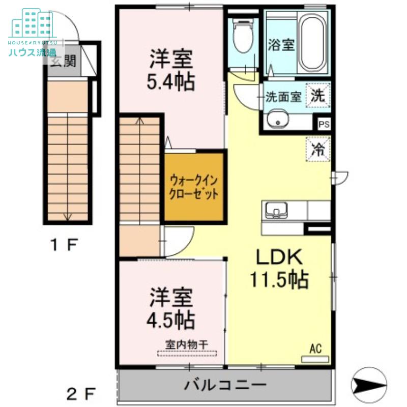 R ・フィールド(2LDK/2階)の間取り写真