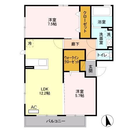 ジーエフスクエア(2LDK/2階)の間取り写真