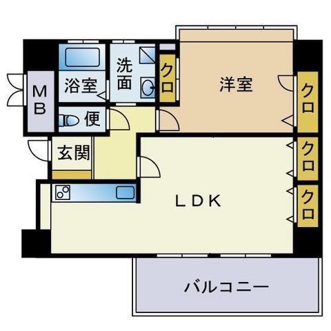 アーチコート薬院(1LDK/3階)の間取り写真