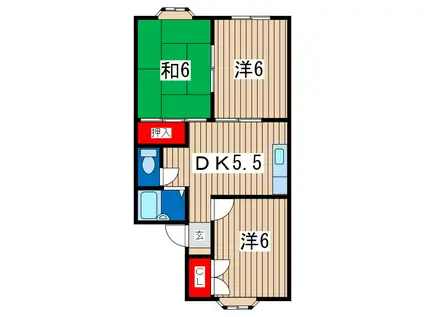 メゾンダブール A棟(3DK/1階)の間取り写真