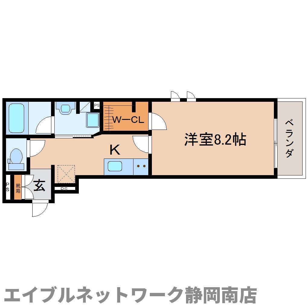 ヒルビレッジ静岡駅南(1K/2階)の間取り写真