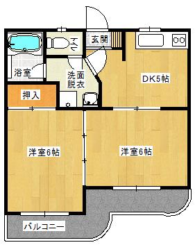 ネバーランド(2DK/2階)の間取り写真