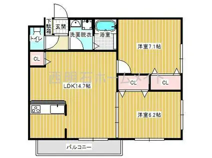 Tスクエア(2LDK/1階)の間取り写真