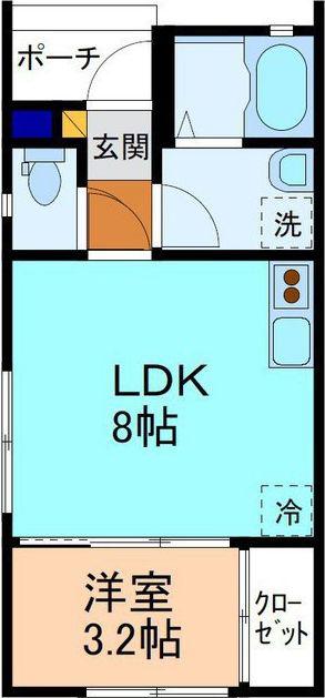 ZERO(1LDK/1階)の間取り写真