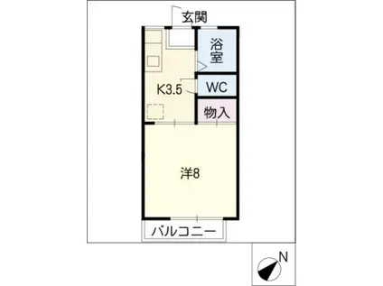 グリーンコーポ伊倉 B棟(1K/1階)の間取り写真