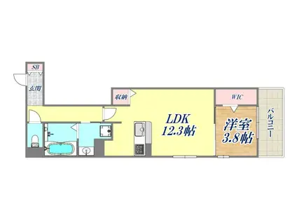 トリシア上甲子園(1LDK/1階)の間取り写真