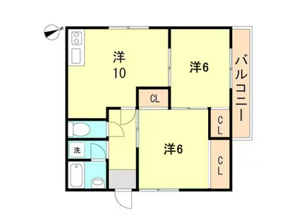 リバーサイドハイツ(2LDK/3階)の間取り写真
