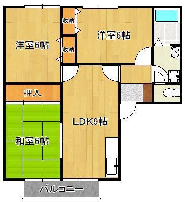 ハイツ新町(3DK/2階)の間取り写真