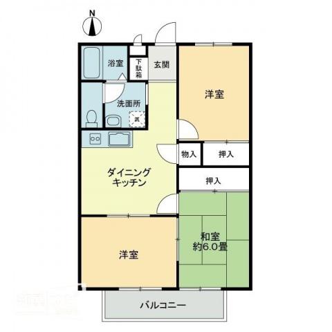 フォブール大井B(3DK/2階)の間取り写真