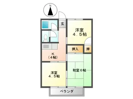 さつきハイツ(2LDK/2階)の間取り写真