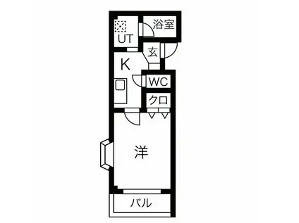 スカイパレス山之手(1K/2階)の間取り写真