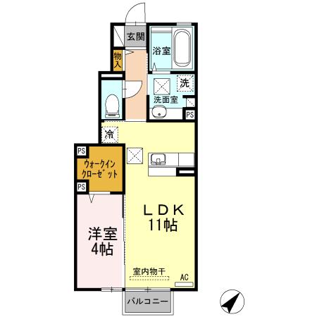 ユーパディー(1LDK/1階)の間取り写真