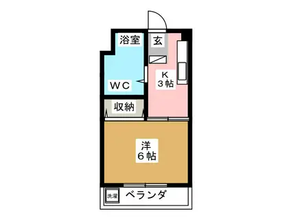 平和コーポ(1K/4階)の間取り写真