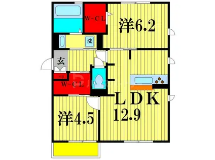 フロレスタセントラルパーク(2LDK/2階)の間取り写真