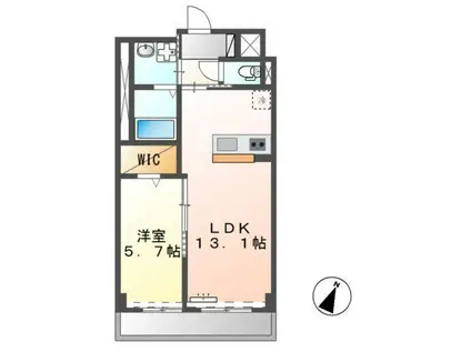 サンティエ・フチュール(1LDK/5階)の間取り写真
